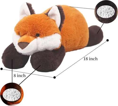 Vista 6 de ARELUX Animales de peluche de zorro rojo suave de 18 pulgadas: almohada de cuerpo de zorro de peluche linda y acogedora, juguetes de animales