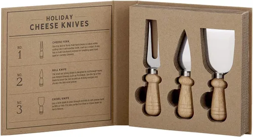 Vista 2 de Santa Barbara Design Studio Set de regalo Kitchen Essentials Holiday Collection Caja de regalo de cartón kraft, 3 piezas, cuchillos de queso