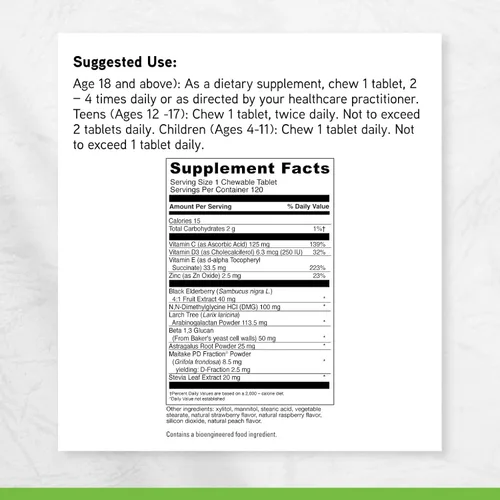 Vista 6 de DAVINCI Labs Immuni-DMG Masticable con saúco y vitamina D3 - Suplemento dietético para apoyar la salud celular e inmunológica* - con vitamina C, D3