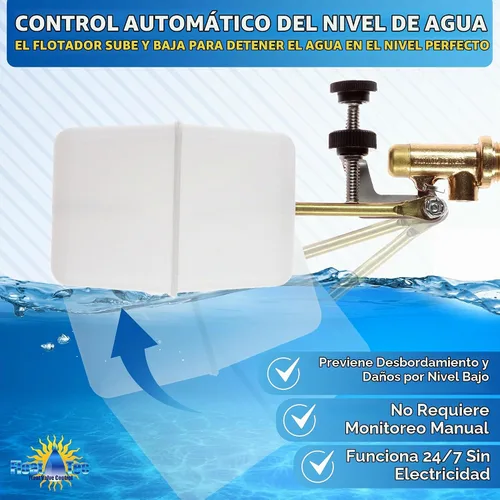 Vista 5 de Float Tec EZ - Válvula de flotador de repuesto de latón de 3/8 pulgadas, rosca macho NPT con brazo de 3 pulgadas para llenado automático, piscinas