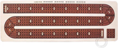 Vista 6 de House of Cribbage - Tabla de cuna continua con incrustaciones de madera de arce, madera de sangre, 4 pistas, espacio de almacenamiento separado