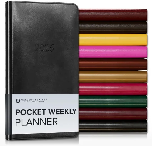 Vista 85 de Gallery Leather Planificador Semanal y Mensual Grande 2025-2026, Calendario Planificador y Cuaderno Elegantemente Encuadernado con Elegantes Bordes