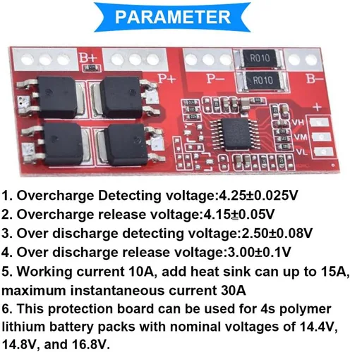 Vista 2 de 2PCS 4S 30A 14.4V 14.8V 16.8V Tablero de protección de batería de litio 18650 Módulo de cargador Tablero de protección para batería de litio