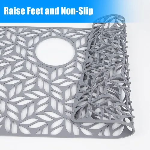 Vista 5 de Protectores de fregadero de silicona - 2 piezas, 28.25"x15.25", protectores inferiores para fregaderos de acero inoxidable y porcelana