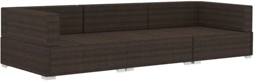 Vista 3 de 3-Piece Modular Patio Sofa Set, Brown Wicker, UV-Resistant Rattan, Steel Frame, 27.6" Deep Seat, Balcony/Garden Seating for 3
