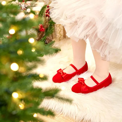 Vista 3 de Felix Flora Zapatos de vestir para niña pequeña bailarina Mary Jane zapatos planos para fiesta escuela boda rojo 7 niños B850-rojo