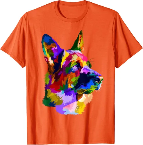 Vista 104 de Camiseta con retrato de pastor alemán para dueños de perros, Negro, S