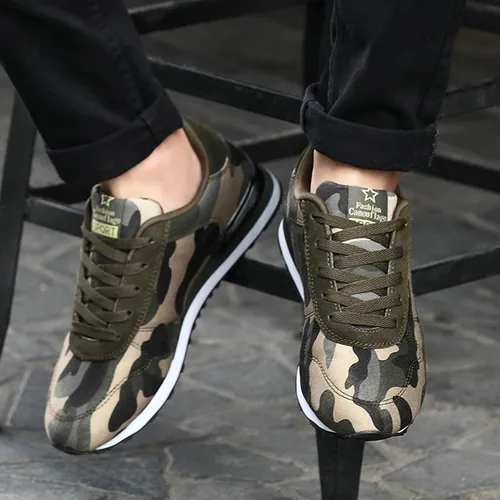 Vista 6 de Tenis de moda para mujer, para parejas, ocio, mujeres, hombres, con cordones, camuflaje, viajes, suela suave, cómodos, zapatos para exteriores