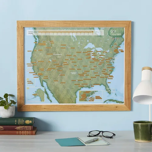 Vista 5 de Maps International - Impresión de golf Scratch Off USA Map - Regalos para golfistas - 17 x 22 pulgadas