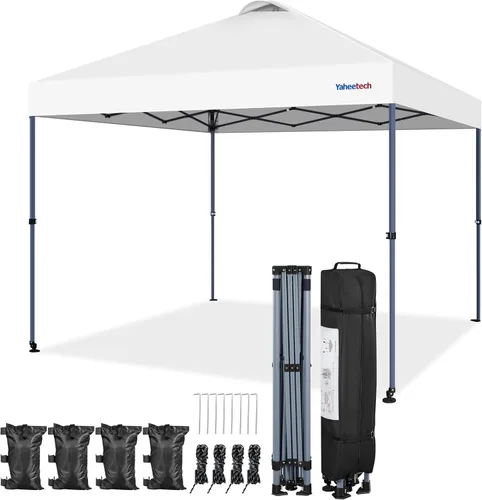 Vista 9 de Yaheetech Tienda de campaña desplegable de 10 x 10 con 2 ruedas integradas para movilidad, resistente al agua y refugio solar instantáneo con bolsa