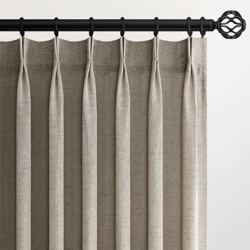 Vista 50 de Topfinel 2 paneles de cortinas plisadas de lino beige y blanco de 63 pulgadas de largo, para dormitorio y sala de estar, cortinas semitransparentes