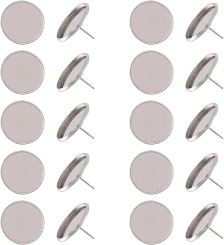 Vista 11 de Craftdady Juego de 60 aretes de acero inoxidable de 0.197 in, dorados, plateados, dorados, plateados, aretes en blanco, kit de fabricación