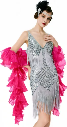 Vista 11 de BABEYOND Boa Chandelle Vintage - Boa de 200g 2m Gatsby de organza, accesorio estilo flapper de 1920 Negro
