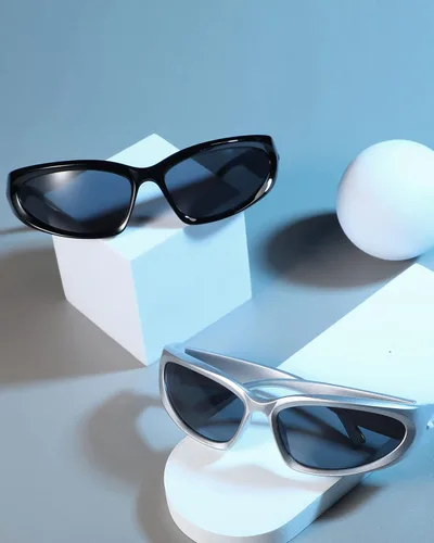 Vista 5 de 8 pares de gafas de sol envolventes para mujer, gafas Y2k, gafas de sol futuristas, ovaladas, frescas, para hombres, gafas de sol cibernéticas