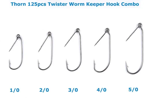Vista 3 de Thorn Twister Worm Keeper Softbait Hook Kit con ganchos de caja de aparejos de pesca, 125 piezas