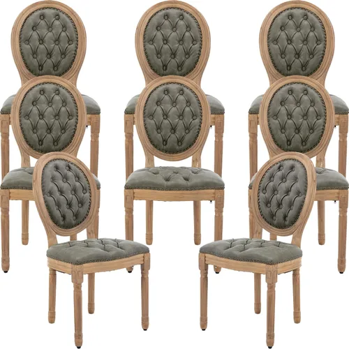 Vista 81 de ODUSE-DAILY French Country - Juego de 2 sillas de comedor de color caramelo, sillas de cocina y comedor, sillas de cocina de piel sintética, Ámbar
