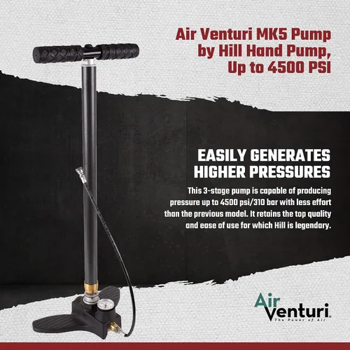 Vista 2 de Air Venturi Bomba MK5 de Hill, bomba manual de 4,500 psi para pistolas de aire PCP