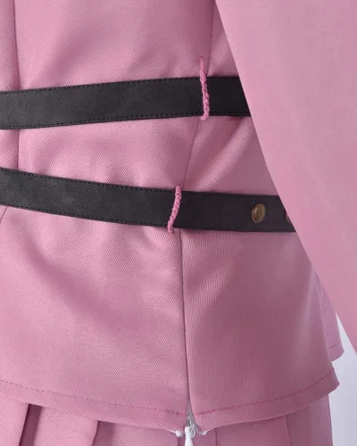 Vista 4 de Cosplayfm Disfraz de anime para mujer conjunto completo de uniforme escolar rosa con cinturón
