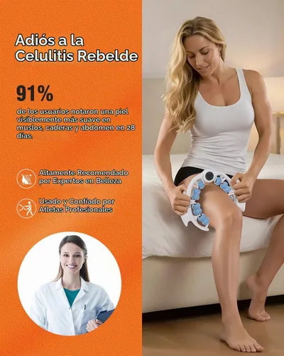 Vista 6 de Herramienta de masaje anticelulitis – Removedor ergonómico de celulitis para piernas y brazos con asas desmontables – Masajeador de drenaje Azul