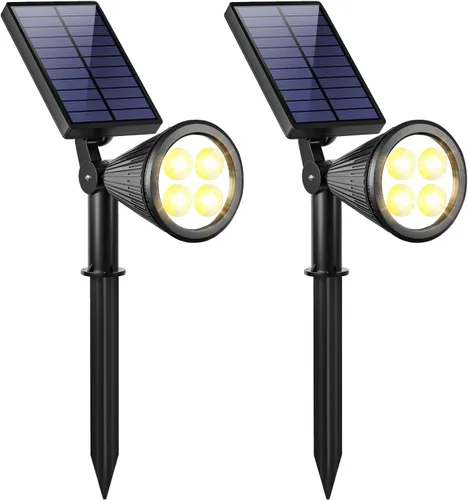 Vista 12 de URPOWER Luces solares para exteriores, focos solares 2 en 1 impermeables con 2 modos de iluminación, focos solares ajustables con encendido y Blanco