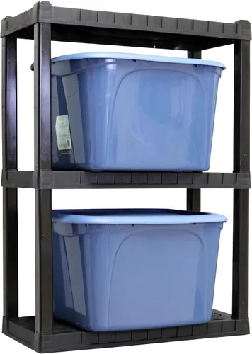Vista 4 de Oskar - Estantes de almacenamiento de plástico resistentes para garaje, cocina, baño, sótano, habitación de los niños, estante organizador apilable