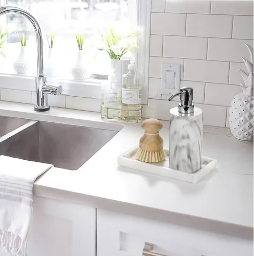 Vista 3 de Organizador de joyas, Bandeja de resina, cuarto de baño, cocina, tocador de baño, plato, organizador cosmético para velas perfume, jabón, champú