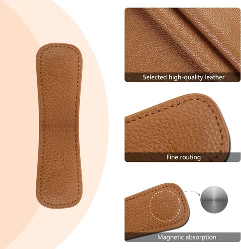 Vista 4 de Newseda Cartera magnética con clip para dinero, para hombre, clips de cuero delgados para dinero en efectivo, tarjetero de visita, Marrón