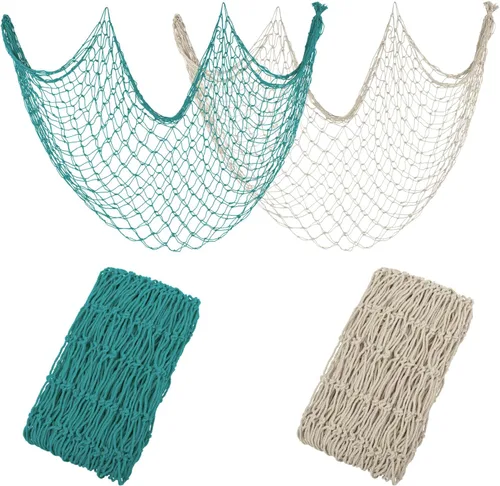 Vista 9 de Paquete de 2 Decoraciones de Red de Pesca para Fiesta Beige
