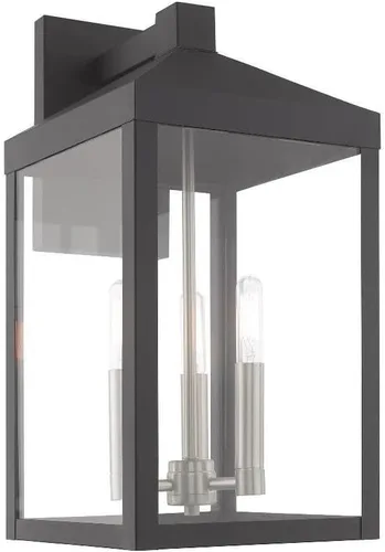 Vista 18 de Livex Lighting 20584-07 Linterna de pared para exteriores de transición de tres luces de la colección Nyack en acabado bronce/oscuro Bronce
