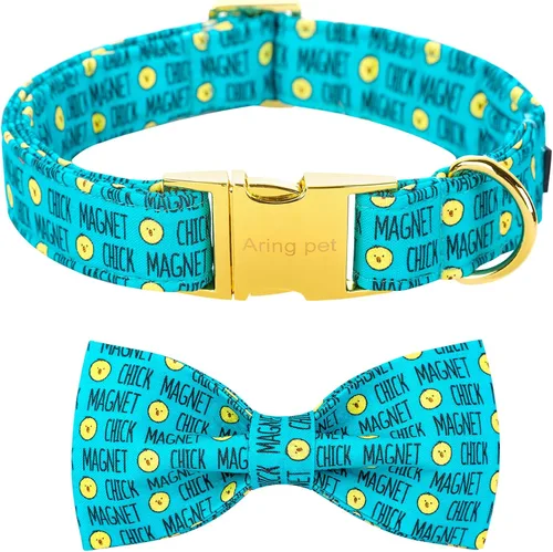Vista 11 de ARING PET Collar de perro con corbatín, collares de terciopelo para perros con corbatín extraíble, collar de lazo ajustable para perros hembras