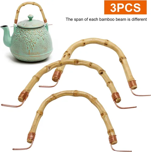 Vista 6 de 3 piezas de repuesto de mango de tetera de bambú, mango de madera hecho a mano para teteras de cerámica china, tetera japonesa con cable, accesorios