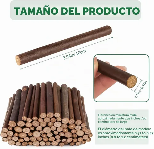 Vista 2 de FSWCCK 100 palitos de manualidades, 4 pulgadas de largo, 0.3-0.5 pulgadas de diámetro, ramas de abedul naturales, mini troncos de madera