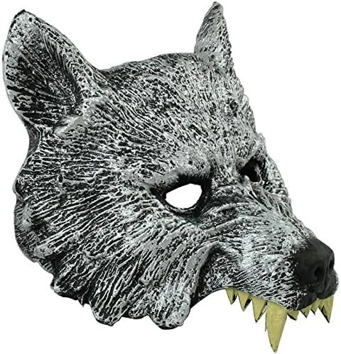 Vista 5 de Himine - Máscara de cabeza de lobo gris para Halloween