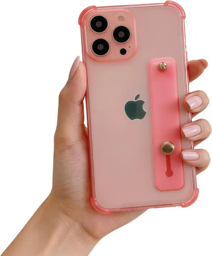 Vista 11 de Funda con correa para iPhone 15 de 6.1 pulgadas con soporte de pulsera, TPU suave y transparente protector a prueba de golpes, resistente, lazo