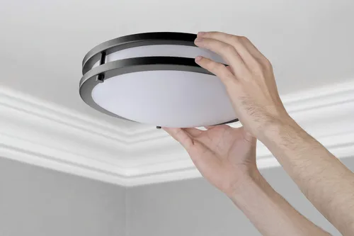Vista 3 de LB72172 - Lámpara de techo LED de montaje empotrado, 10 pulgadas, moderna, regulable, lámpara redonda, acabado de bronce aceitado, blanco frío