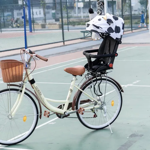 Vista 6 de Asiento trasero de bicicleta para niños con respaldo grueso, asiento trasero de bicicleta para niños de 2 a 8 años, talla única (negro, a)