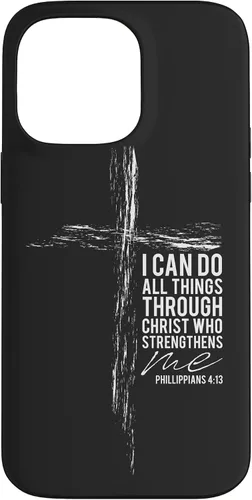 Vista 14 de iPhone 12 mini versículo religioso cruz teléfono casos hombres papá Filipenses 4:13 caso
