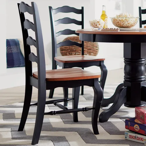Vista 2 de Homestyles - Juego de 2 sillas de comedor de estilo francés campestre negro