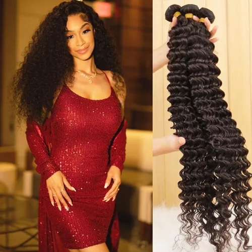 Vista 15 de Paquetes de Cabello Humano de Ondas Profundas （12 14 16 ）12A 100% Sin Procesar Cabello Humano Virgen Brasileño Profundo Rizado Tejido de Cabello