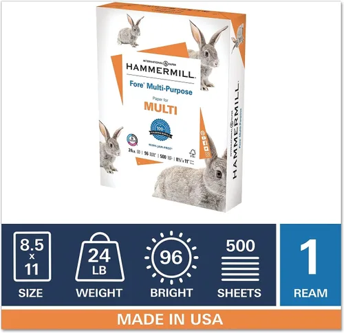 Vista 2 de Hammermill papel, Fore multifunción, 24 lb, 8.5 x 11, carta, brillo 96, Blanco