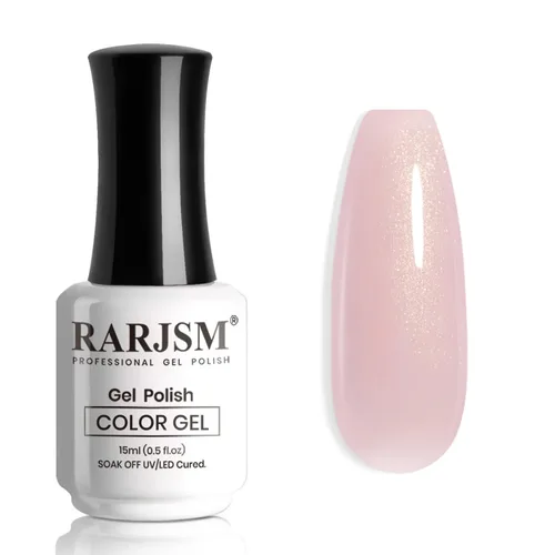 Vista 8 de RARJSM Esmalte de uñas en gel color albaricoque, dorado con brillantina, neutro, transparente, color nude, esmalte de gel para remojar para remojar