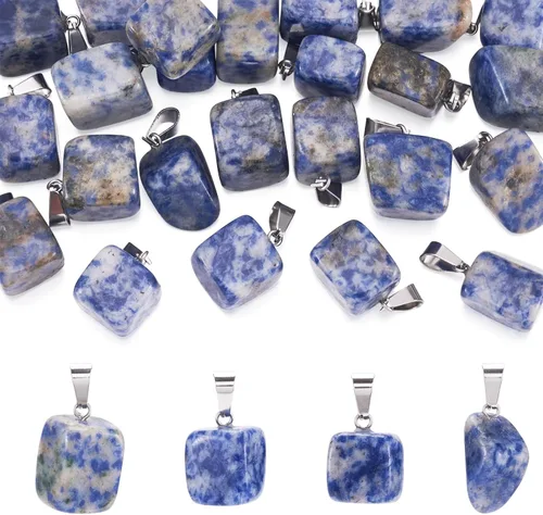 Vista 13 de Beadthoven - 24 dijes de piedras preciosas irregulares naturales, piedras curativas mixtas, chakras, reiki, pepita, piedras preciosas para hacer