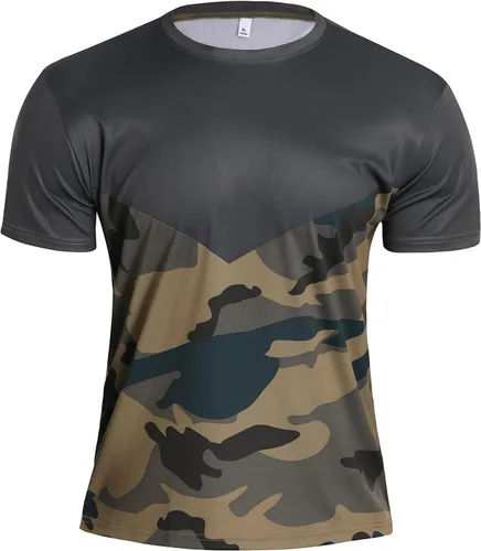 Vista 3 de Ampeo Camiseta de manga corta para hombre, atlética, para correr, gimnasio, entrenamiento, informal, camiseta