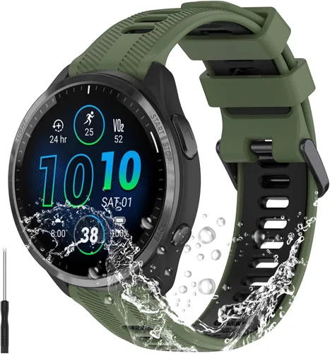 Vista 9 de Miimall Compatible con Forerunner 965 Band, 0.866 in Correa ajustable de silicona suave de repuesto para reloj deportivo Garmin Forerunner 965/965