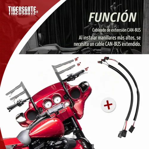 Vista 8 de Arnés de extensión de cableado de manubrio de 8 pulgadas con cable de circuito CAN para Harley Softails, Dynas, Touring y Sportsters