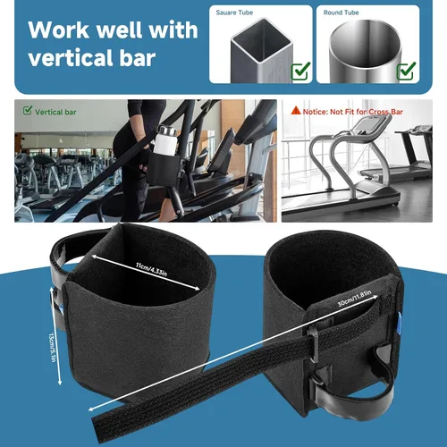 Vista 2 de Xxerciz Portavasos para cinta de correr con dos correas ajustables, soporte para botella de agua para barra vertical de cinta de correr, soporte