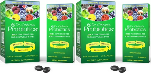 Vista 7 de Dr. Ohhira's Probiotics, fórmula original, 60 cápsulas con paquete de viaje de 10 cápsulas, 13 cepas probióticas con prebióticos y postbióticos