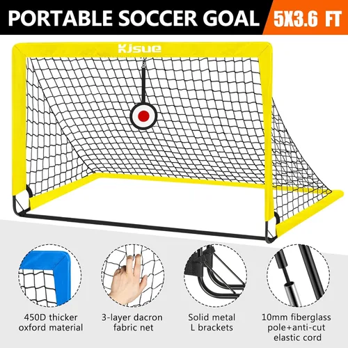 Vista 11 de Portería de fútbol, porterías de fútbol para niños para patio trasero, juego de 2, equipo de entrenamiento de red de fútbol de 4 x 3 pies, portería