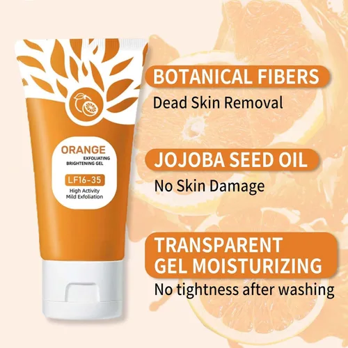 Vista 3 de Gel exfoliante naranja para cara y cuerpo - Exfoliante enzimático suave con extracto de naranja natural, exfoliante facial hidratante para todo tipo