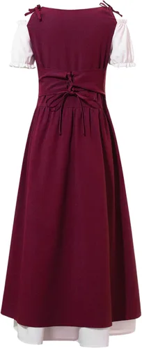 Vista 4 de dPois Vestido medieval renacentista para niños, disfraz de Halloween, cosplay, princesa de hada, camisola